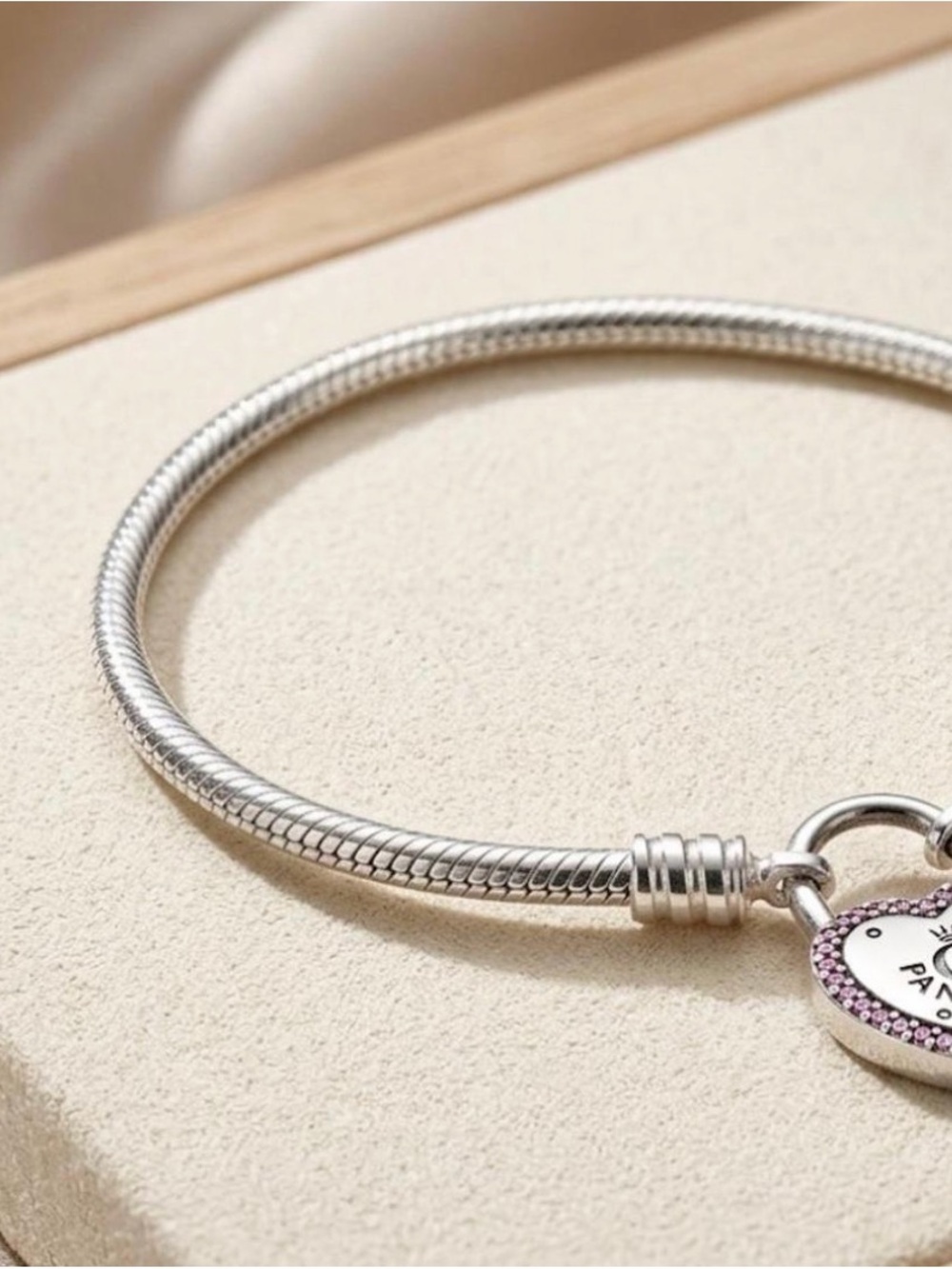Pandora Silver Bracelet with Pink Heart Charm - Picture 3 of 3